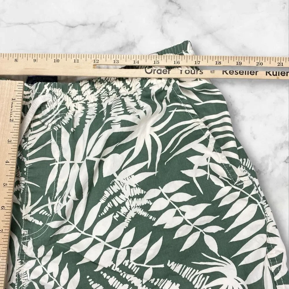 J Crew Mens Dock Beach Cotton Shorts Size X-Large‎ Green White